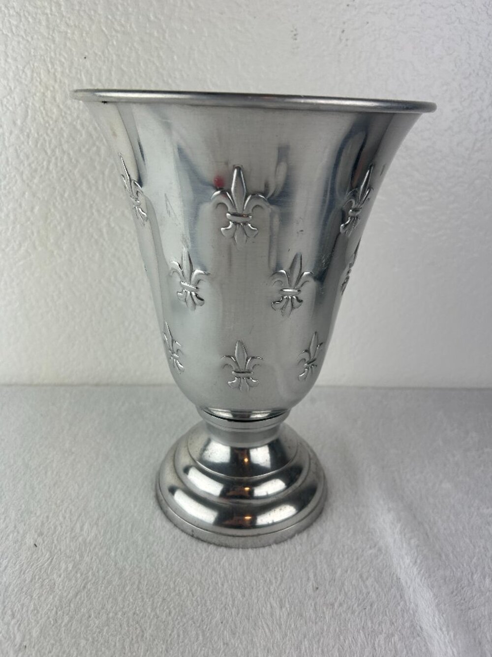 Fleur De Lis Silver Flower vase or Wine Bottle Cooler